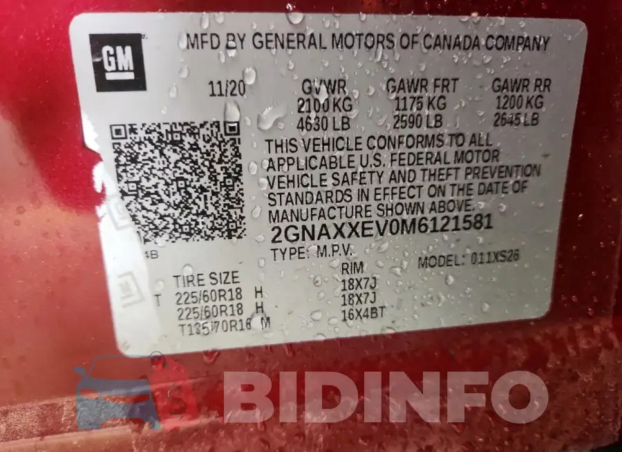 2GNAXXEV0M6121581 Photo# 14