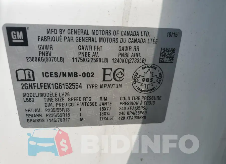 2GNFLFEK1G6152554 Photo# 14
