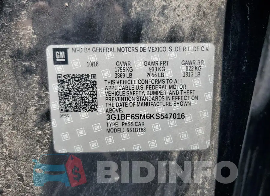 3G1BE6SM6KS547016 Photo# 12