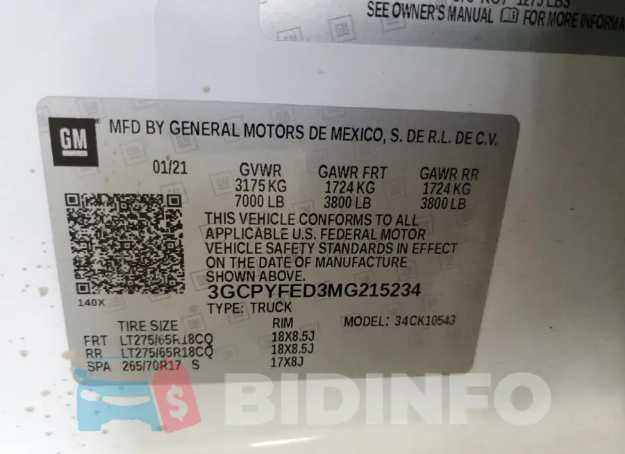 3GCPYFED3MG215234 Photo# 12
