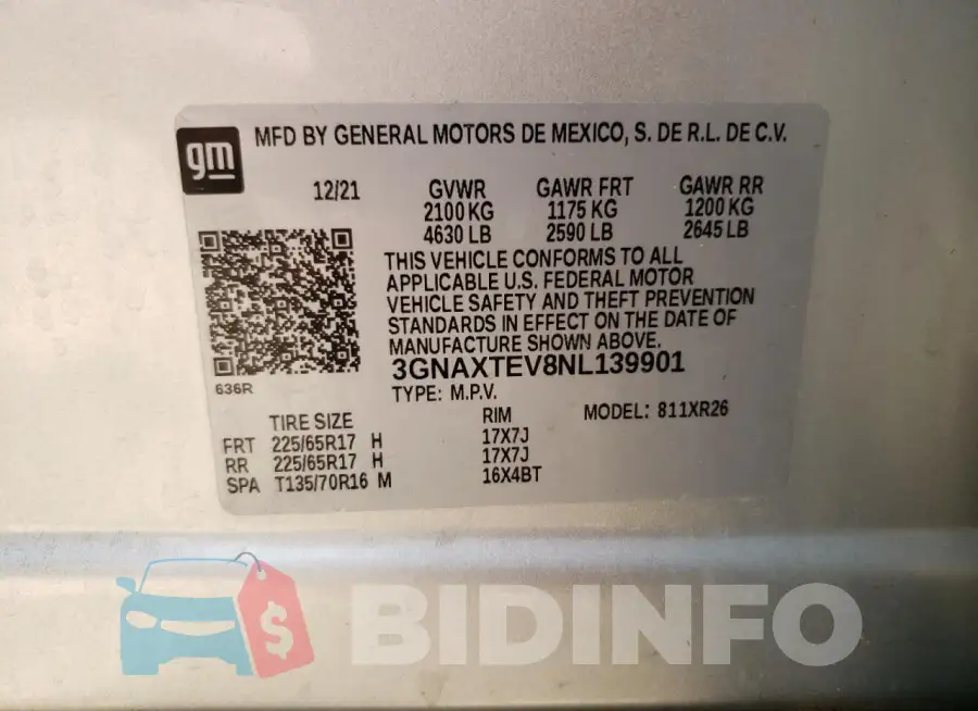 3GNAXTEV8NL139901 Photo# 13