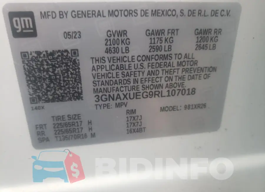 3GNAXUEG9RL107018 Photo# 12