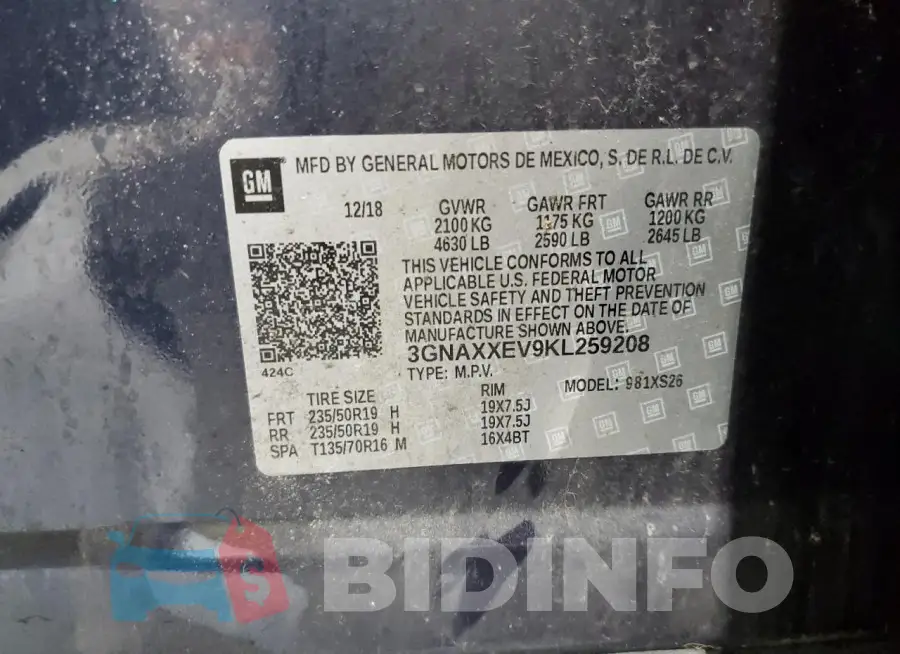 3GNAXXEV9KL259208 Photo# 13