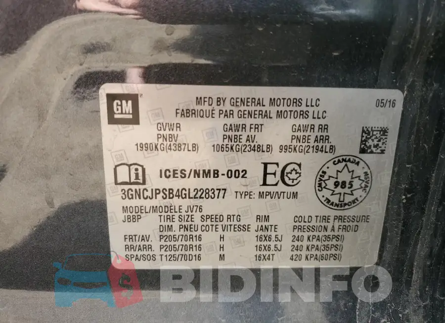 3GNCJPSB4GL228377 Photo# 14
