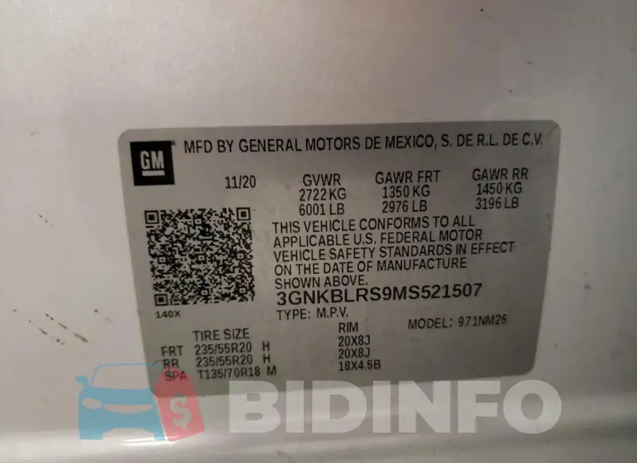 3GNKBLRS9MS521507 Photo# 13