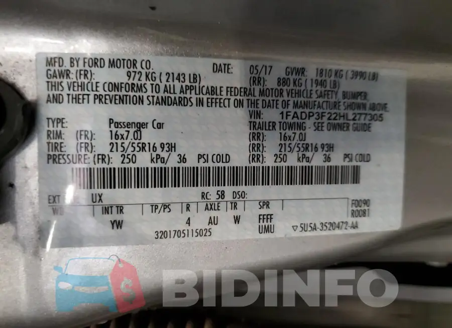1FADP3F22HL277305 Photo# 12