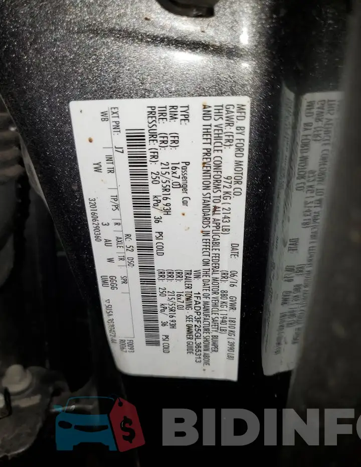 1FADP3F25GL365313 Photo# 12