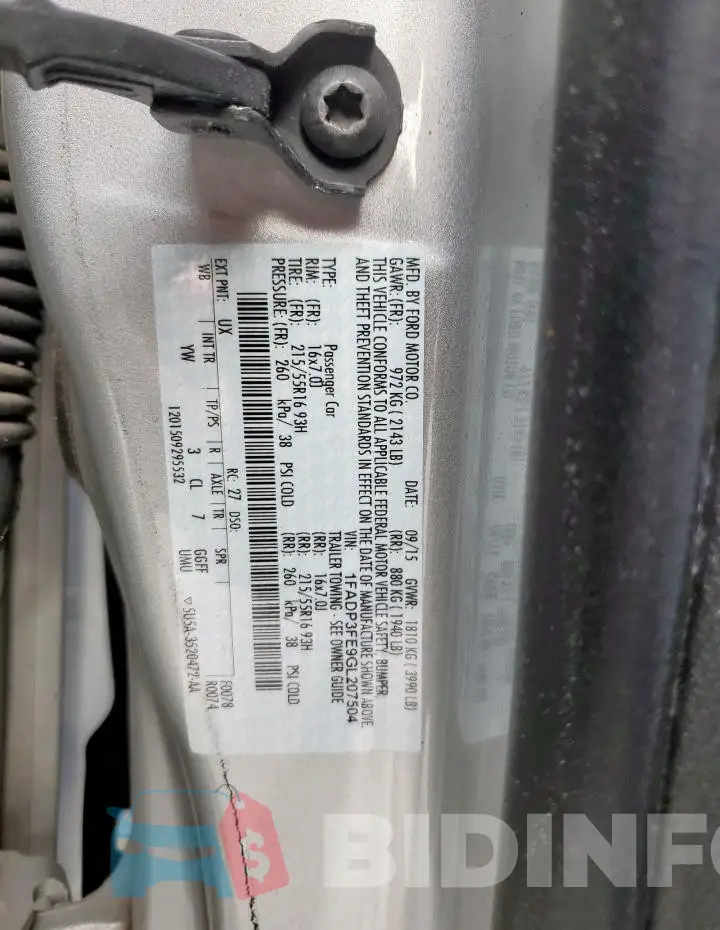 1FADP3FE9GL207504 Photo# 12