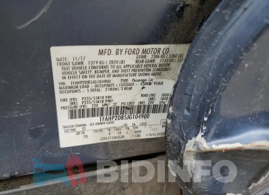 1FAHP2D85JG104900 Photo# 12