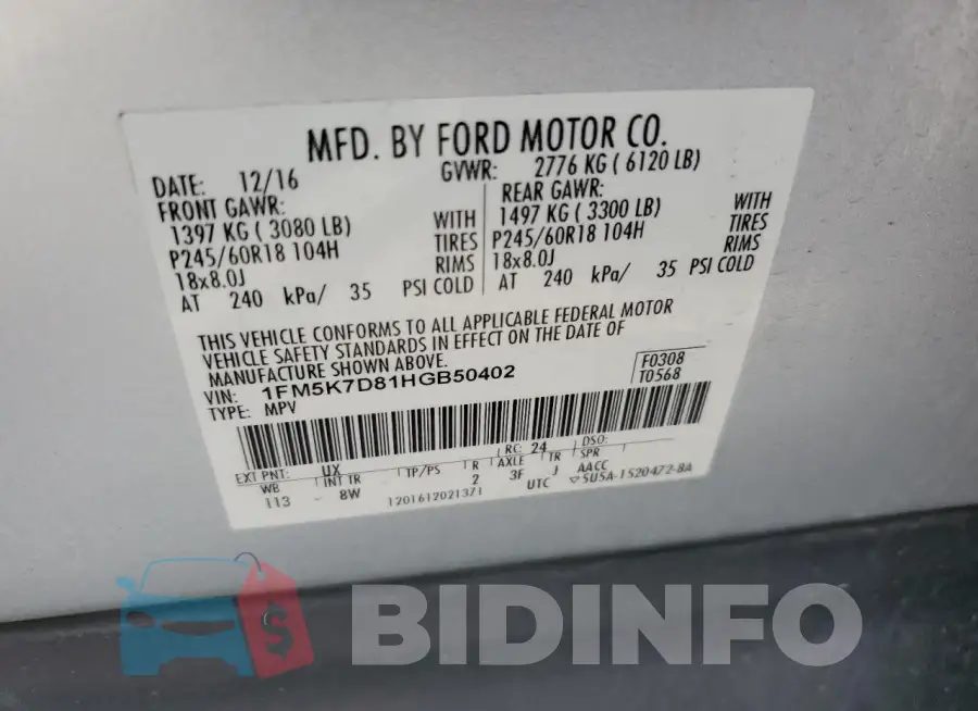 1FM5K7D81HGB50402 Photo# 13