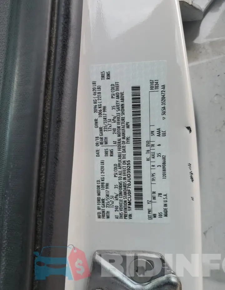 1FMCU0F70JUD39255 Photo# 13
