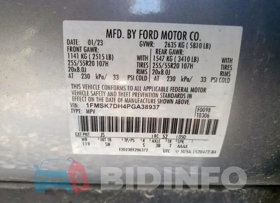 1FMSK7DH4PGA38937 Photo# 14