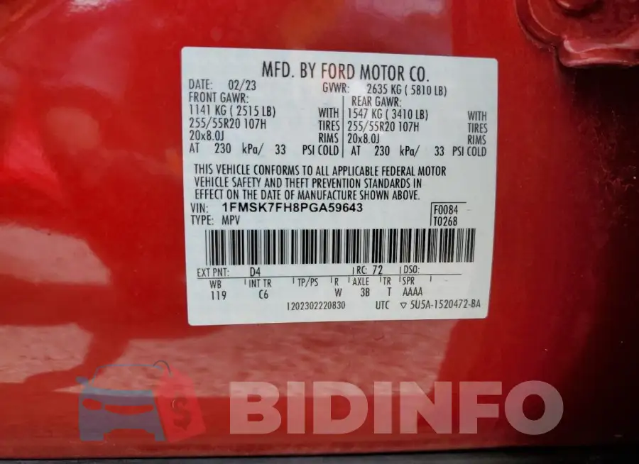 1FMSK7FH8PGA59643 Photo# 14