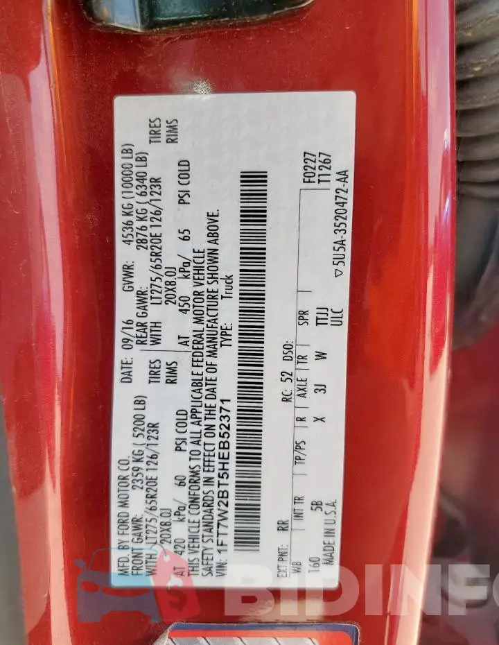 1FT7W2BT5HEB52371 Photo# 12