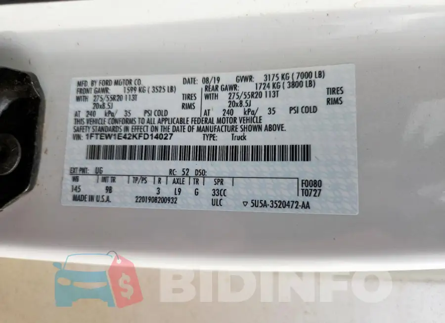 1FTEW1E42KFD14027 Photo# 12