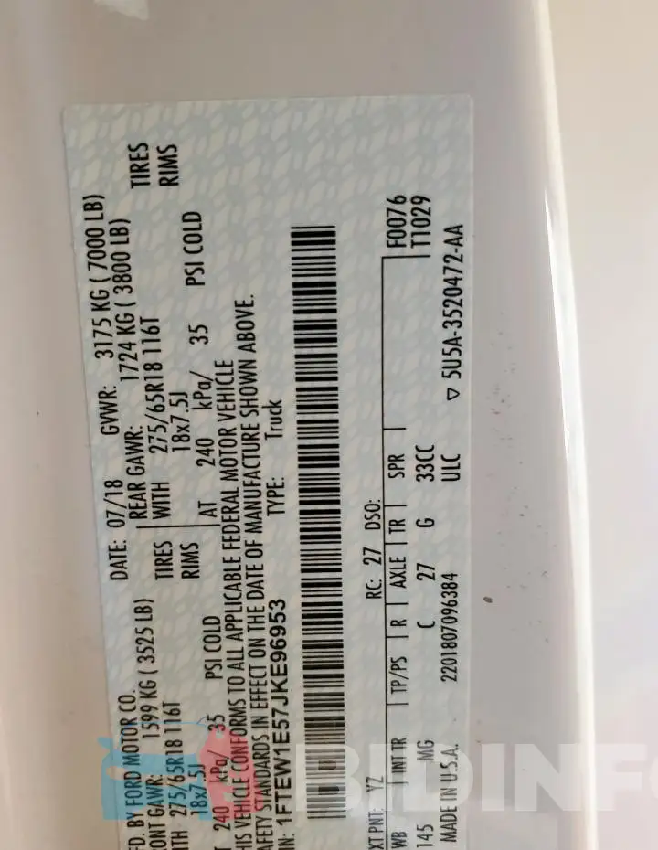 1FTEW1E57JKE96953 Photo# 12