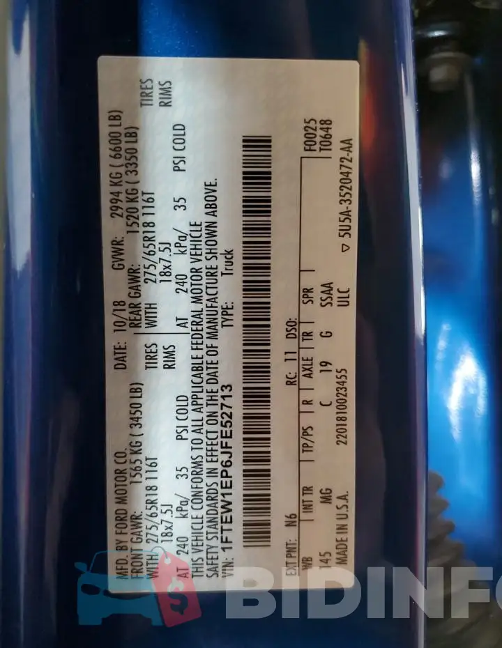 1FTEW1EP6JFE52713 Photo# 12