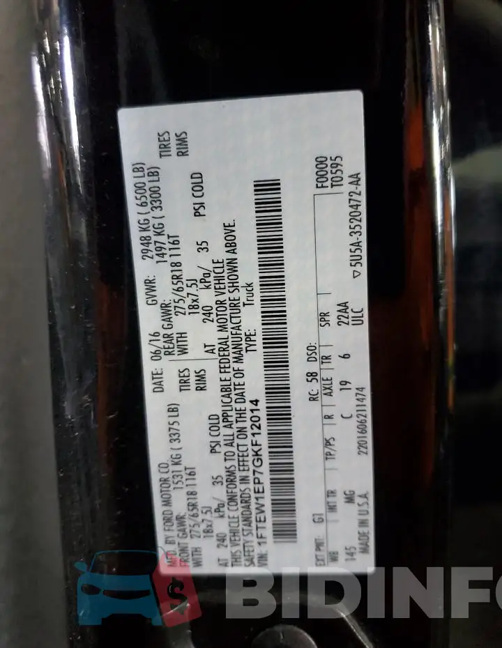 1FTEW1EP7GKF12014 Photo# 12