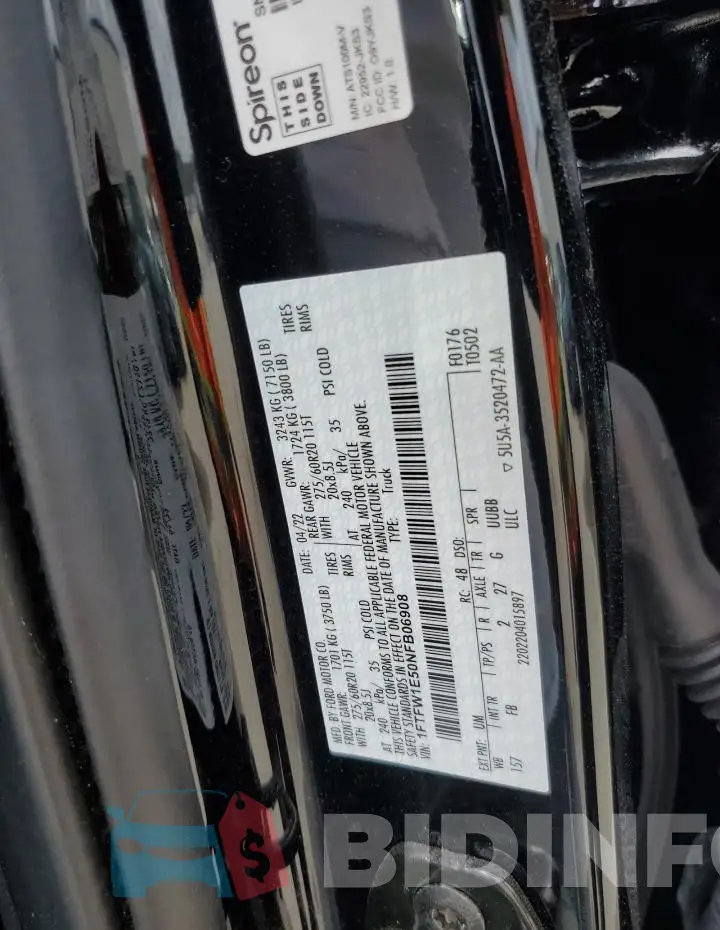 1FTFW1E50NFB06908 Photo# 12