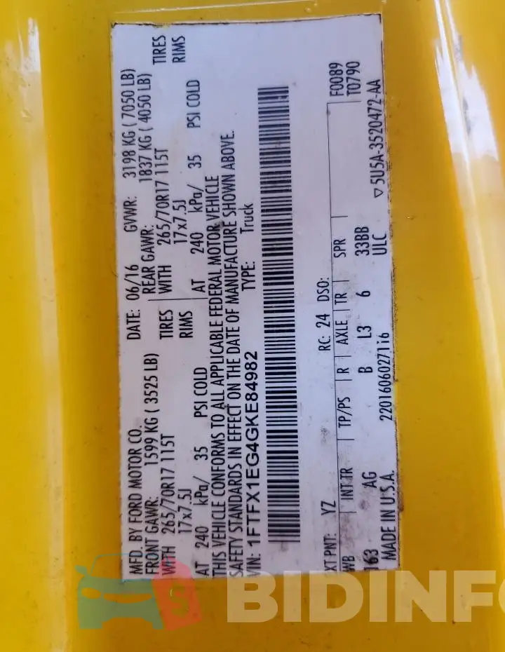 1FTFX1EG4GKE84982 Photo# 13