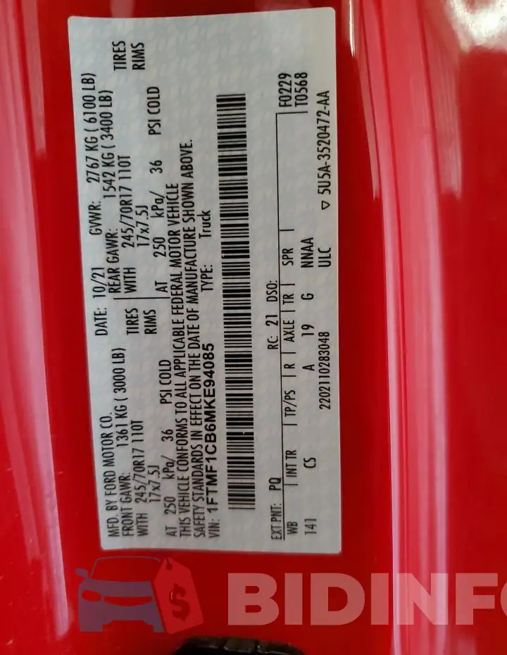 1FTMF1CB6MKE94085 Photo# 13