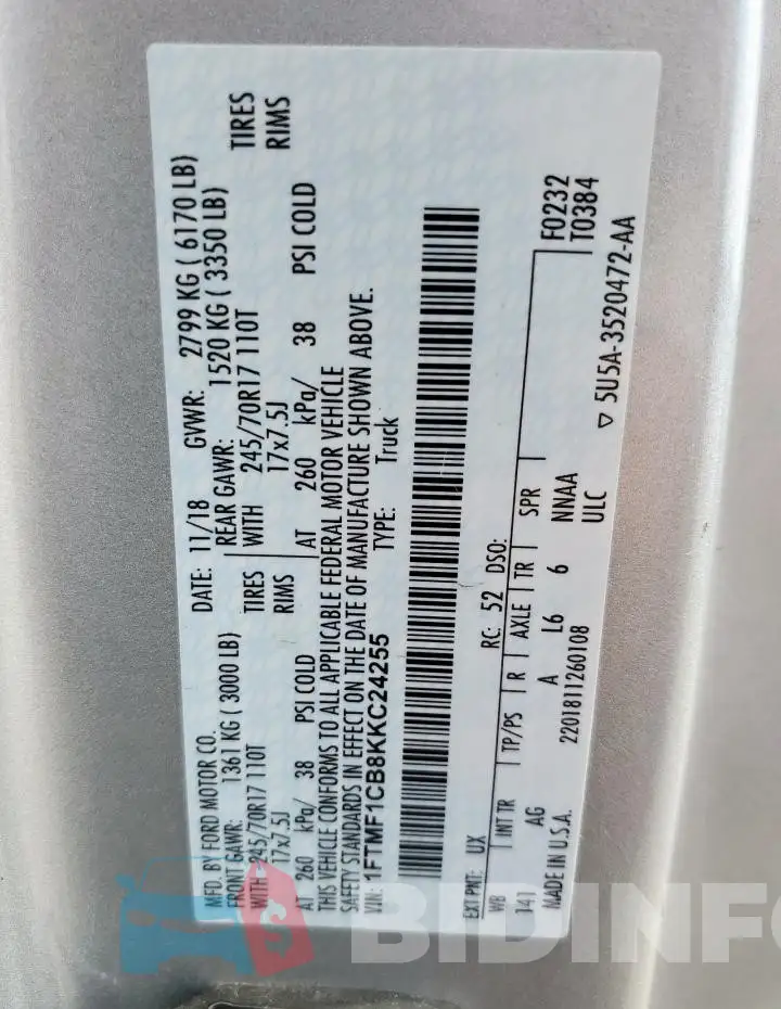1FTMF1CB8KKC24255 Photo# 12