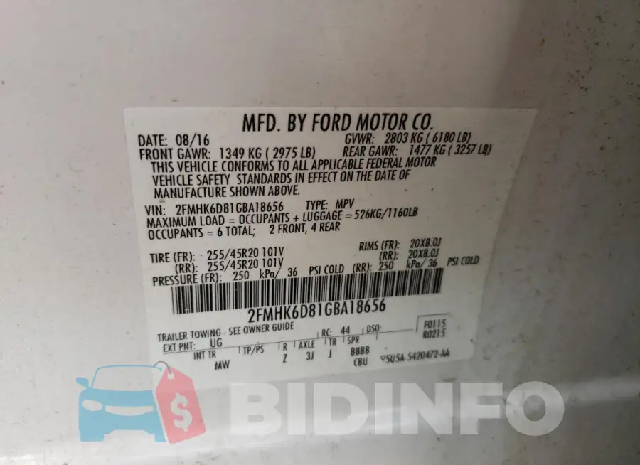 2FMHK6D81GBA18656 Photo# 14