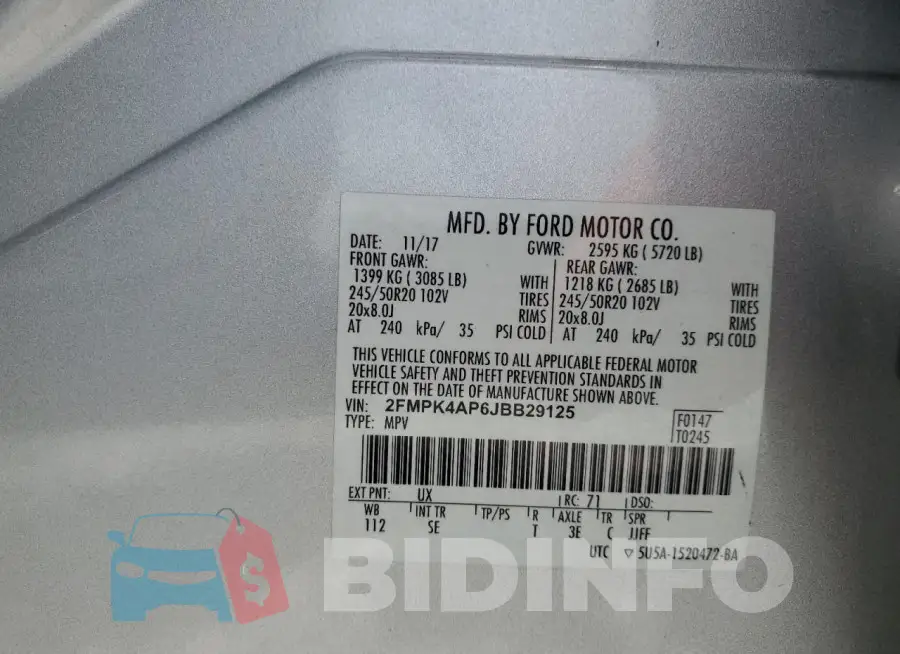 2FMPK4AP6JBB29125 Photo# 13