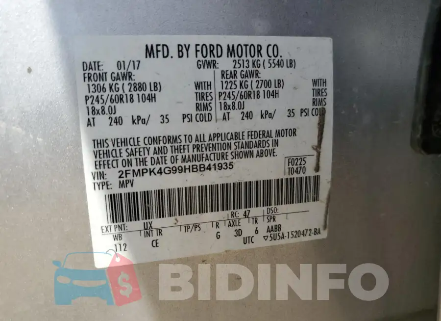 2FMPK4G99HBB41935 Photo# 12