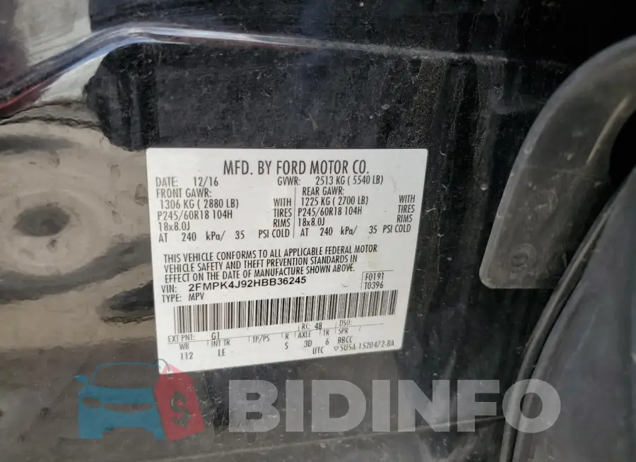 2FMPK4J92HBB36245 Photo# 13