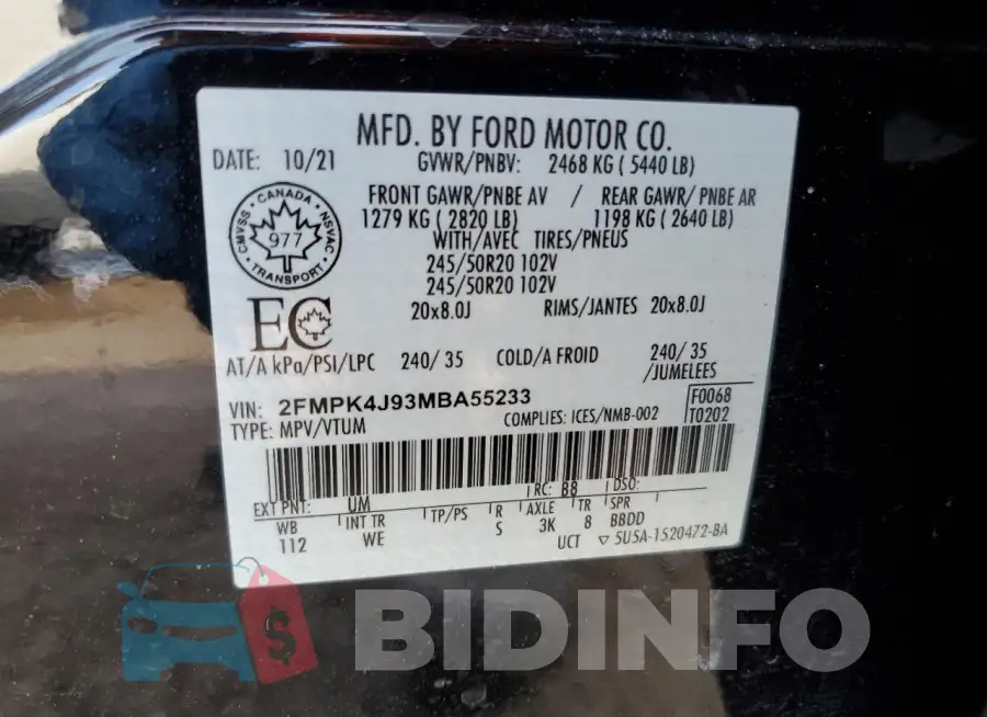 2FMPK4J93MBA55233 Photo# 13