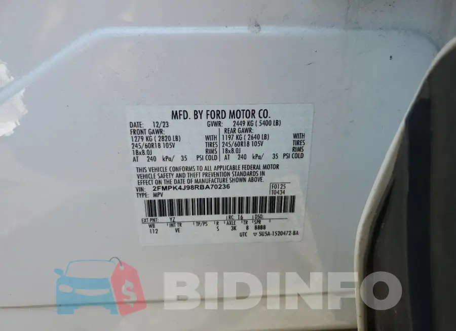 2FMPK4J98RBA70236 Photo# 13
