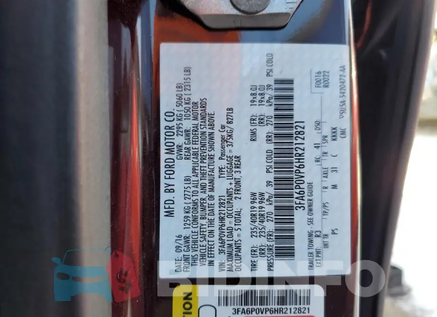 3FA6P0VP6HR212821 Photo# 13