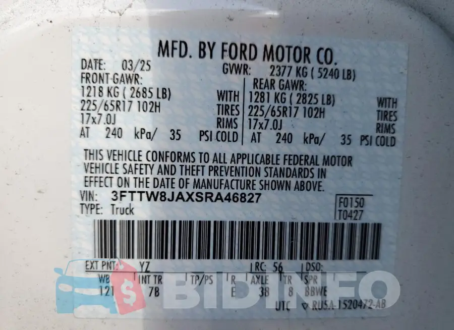 3FTTW8JAXSRA46827 Photo# 12