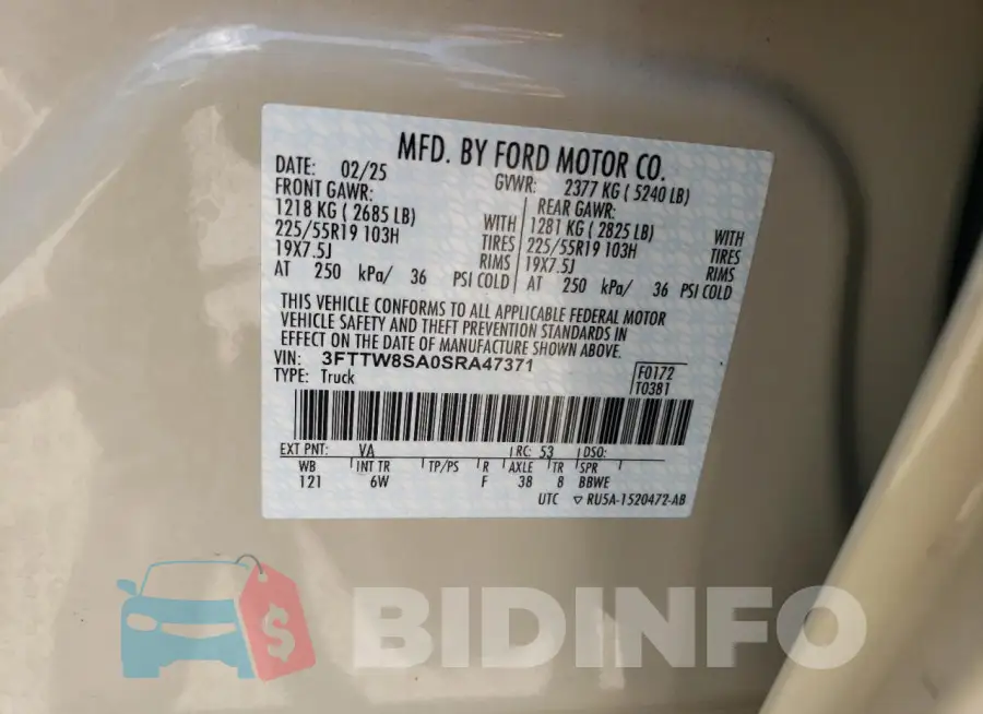3FTTW8SA0SRA47371 Photo# 12