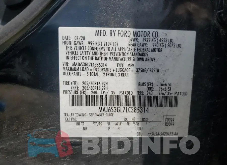 MAJ6S3GL7LC385314 Photo# 13