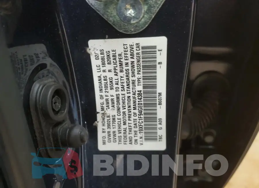 19XFC1F94GE014384 Photo# 12