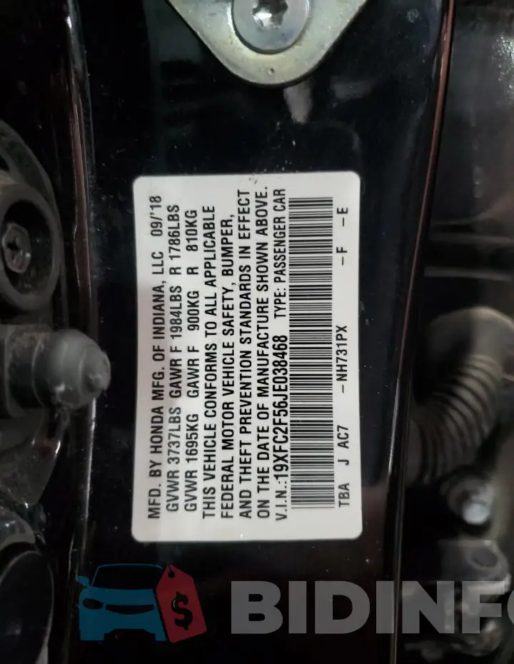 19XFC2F56JE038468 Photo# 12