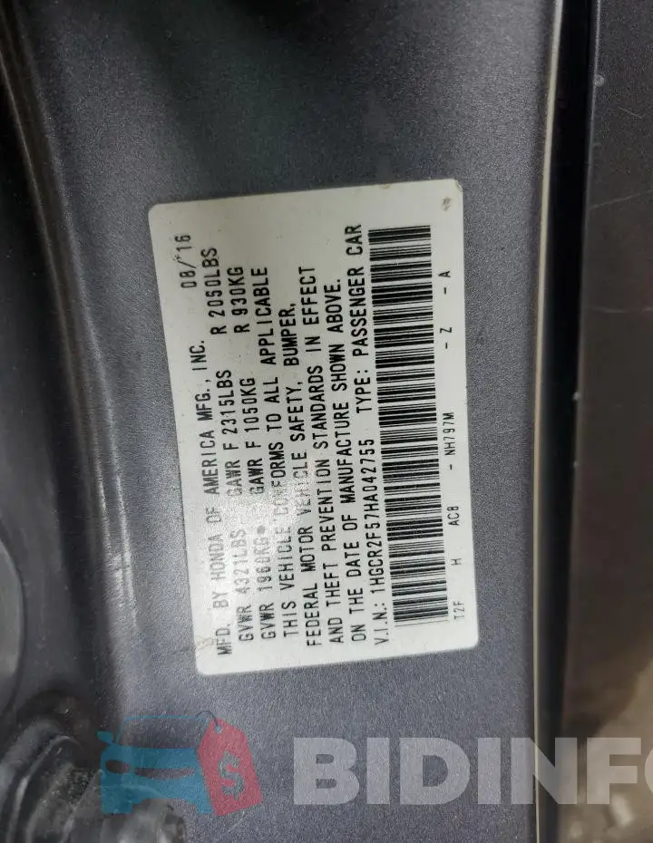 1HGCR2F57HA042755 Photo# 12
