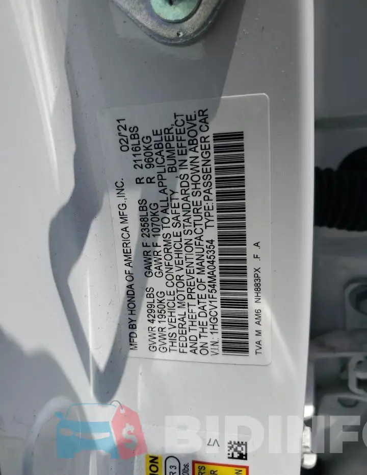 1HGCV1F54MA045354 Photo# 12
