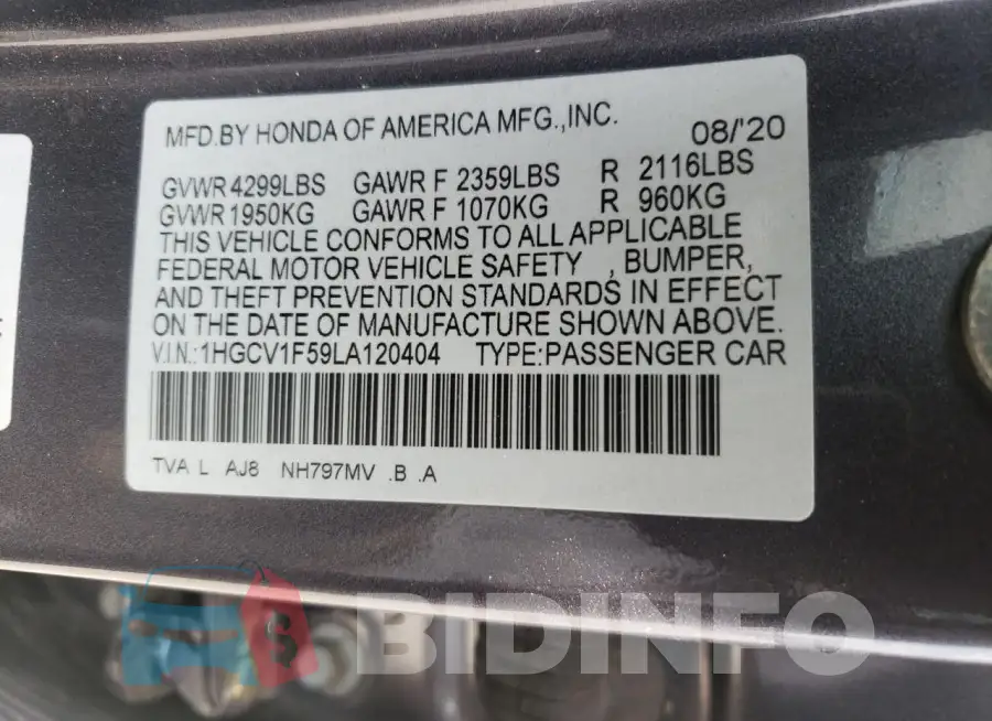 1HGCV1F59LA120404 Photo# 12