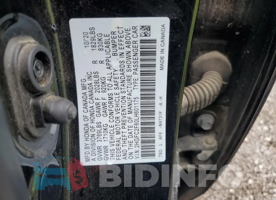 2HGFC2F60LH601175 Photo# 12