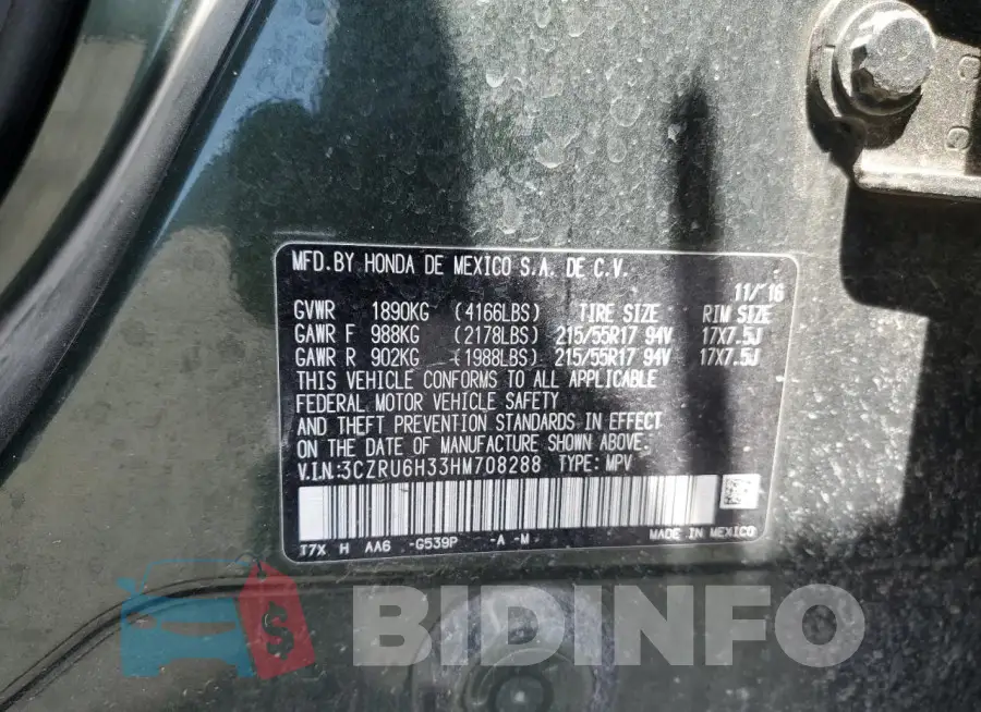 3CZRU6H33HM708288 Photo# 13