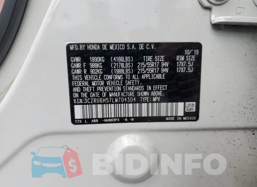 3CZRU6H57LM704304 Photo# 13