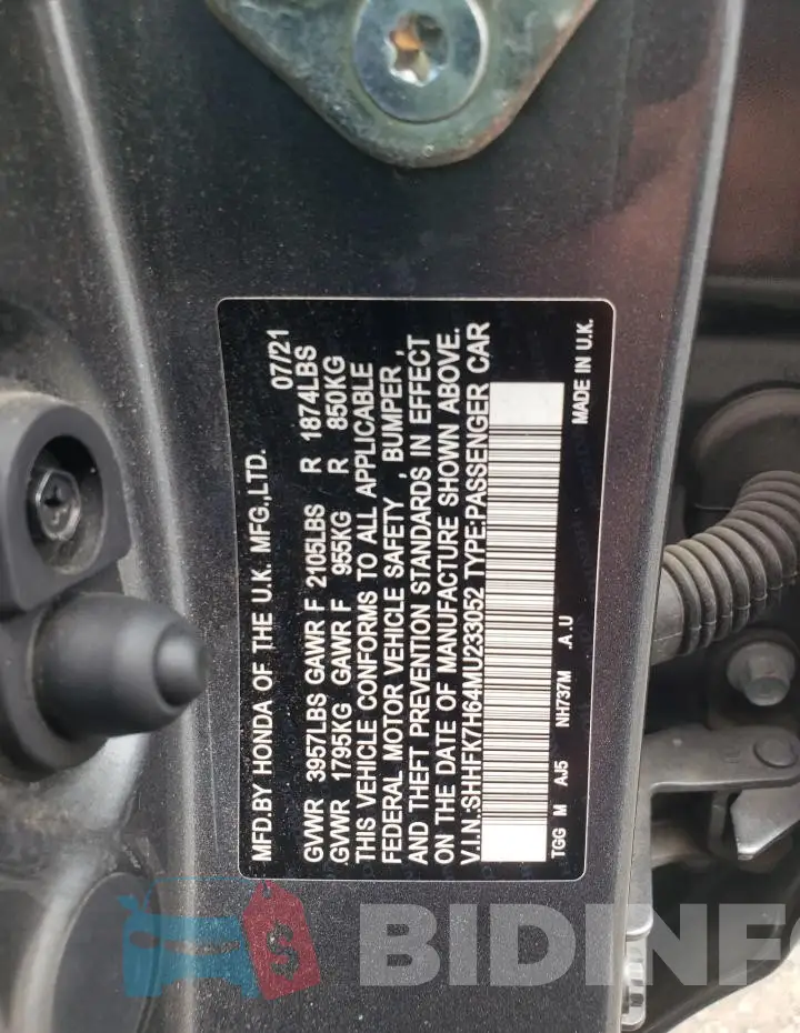 SHHFK7H64MU233052 Photo# 12