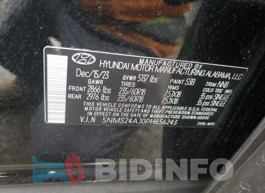 5NMS24AJ0PH656243 Photo# 13