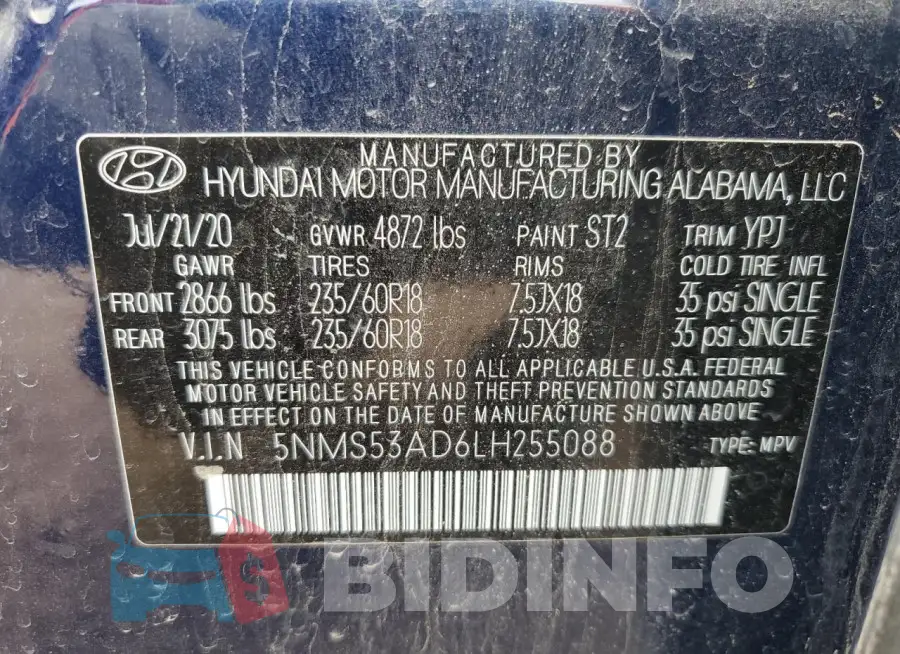 5NMS53AD6LH255088 Photo# 13