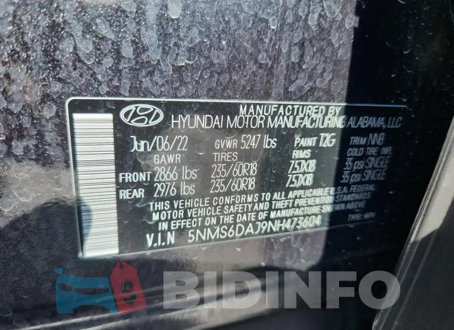 5NMS6DAJ9NH473604 Photo# 13