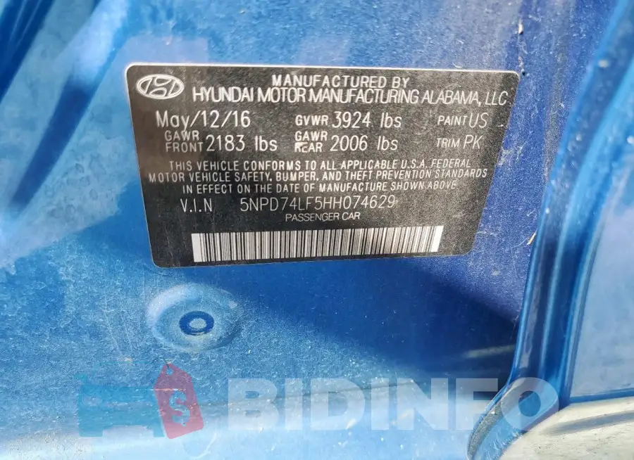 5NPD74LF5HH074629 Photo# 12