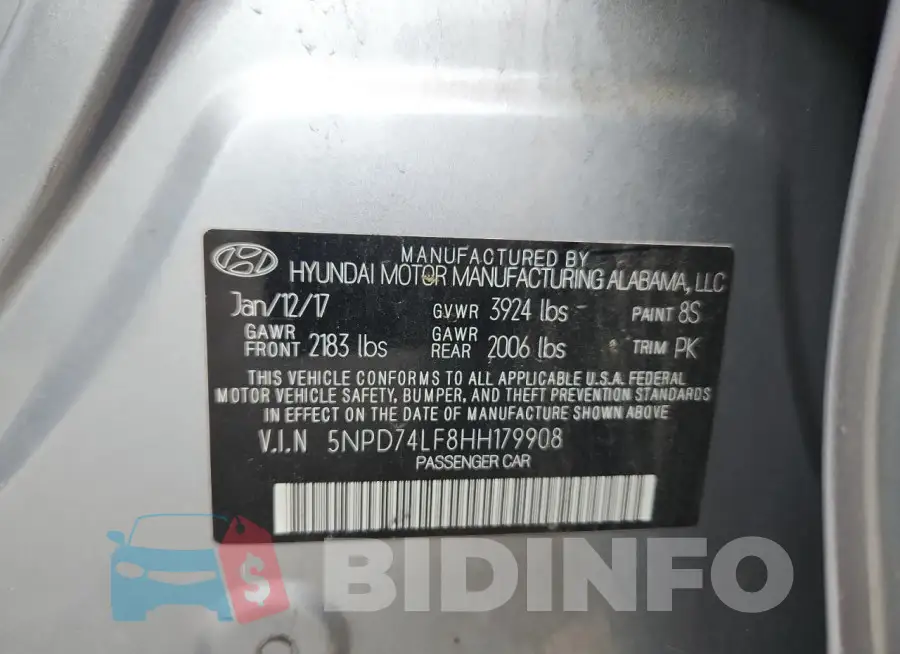 5NPD74LF8HH179908 Photo# 12